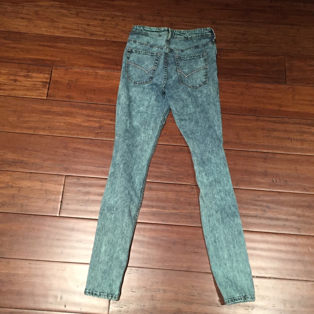 🌴 Teal Acid Wash Skinny Jeans - Picture 3 of 5